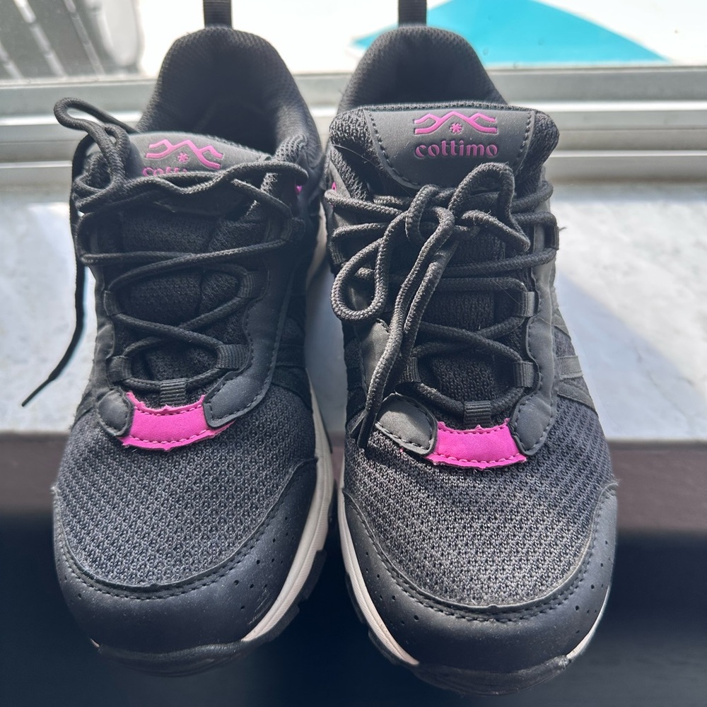 Women's Black and Pink Sneakers